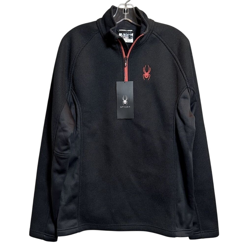 Spyder Half Zip Pullover Jacket Men's Medium Black Athleisure Classic Casual